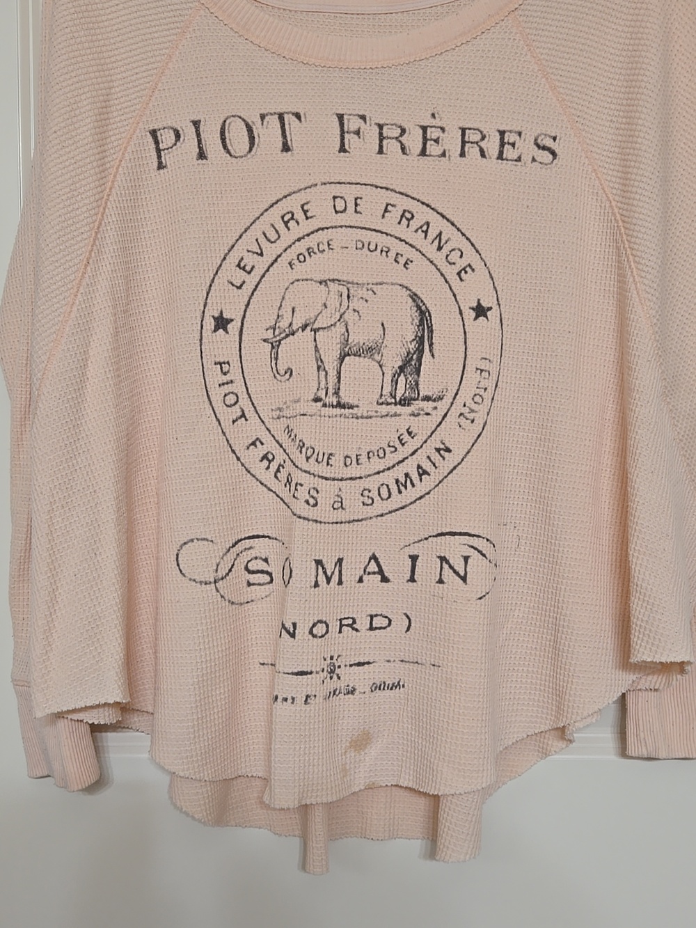 Piot Frères Graphic Waffle Knit Top - Pale Pink